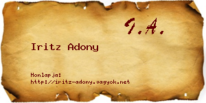 Iritz Adony névjegykártya